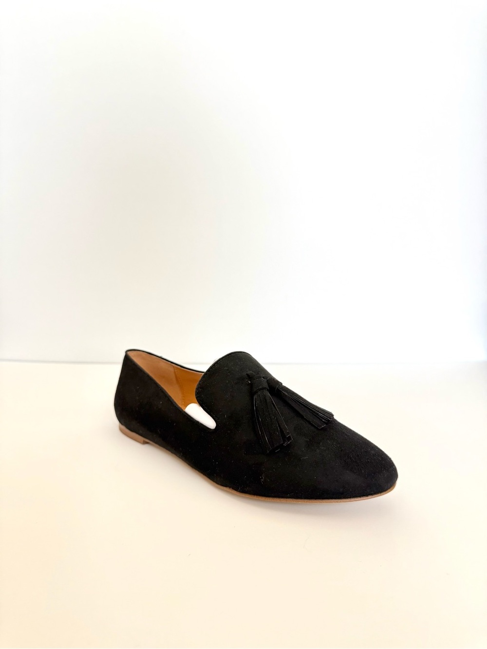 J. Crew Factory Black Suede Tassel Loafers - Women's Slip-On Flats